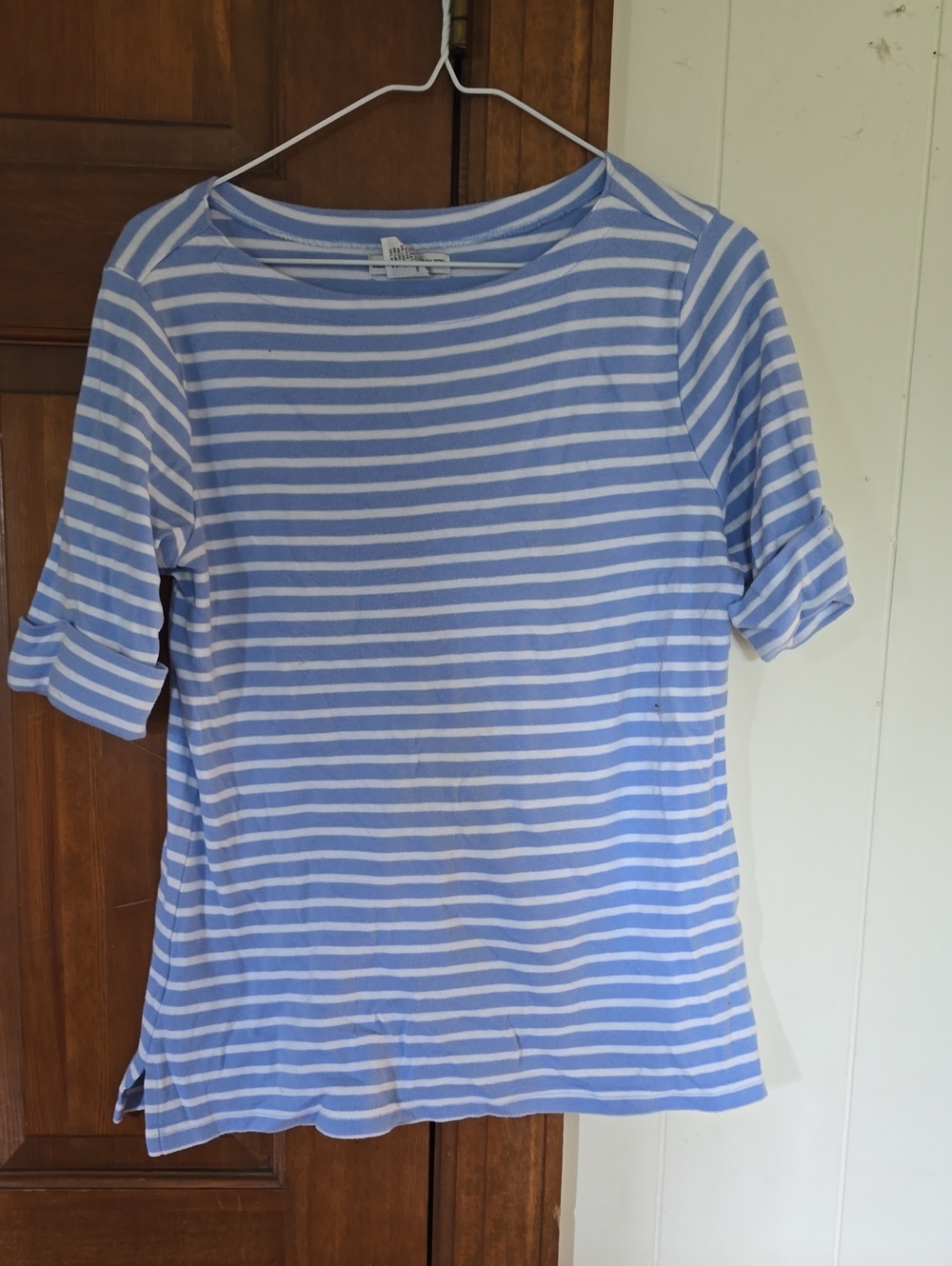 Rebecca Malone Blue & White Striped Short-Sleeve Tee